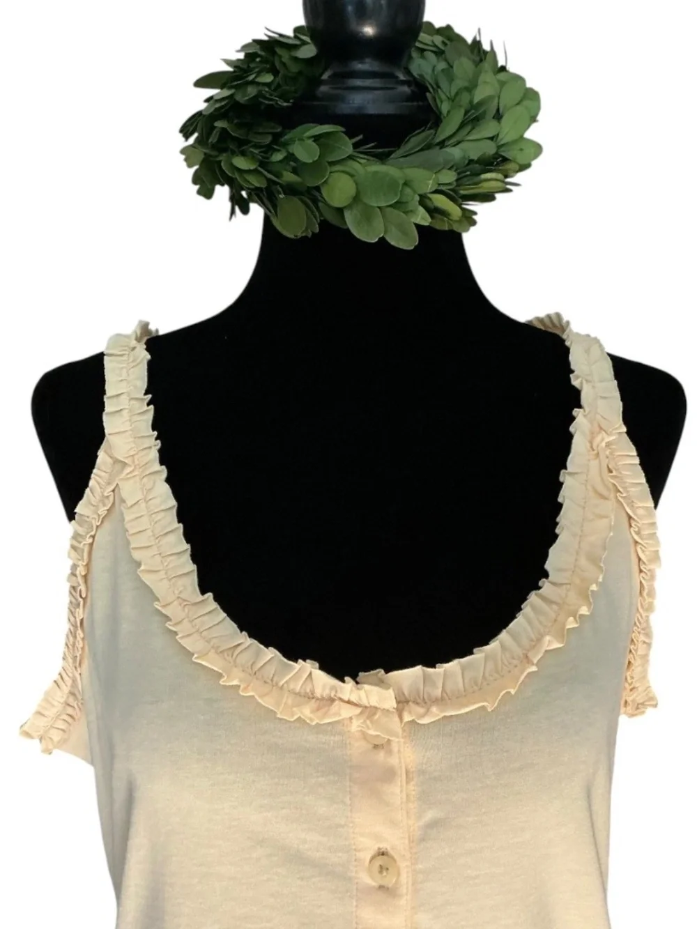 J Crew Broken In Jersey Button Front Butter Yellow Tank Camisole with Ruffle S